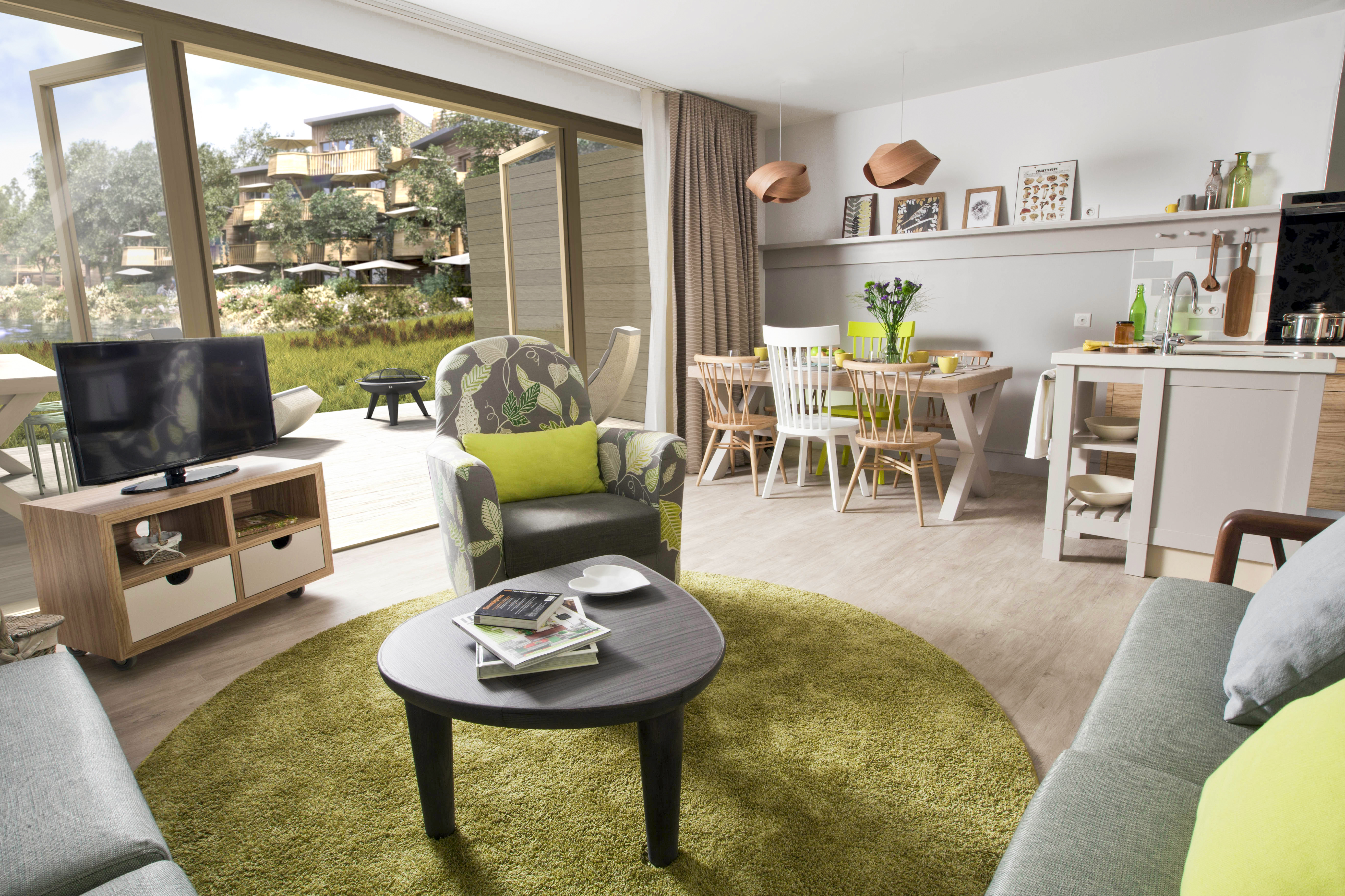 2018 年的旅游趋势是“乡村假期的回归”， PVCP 集团希望房客打开窗外就有青葱树木与草地可以欣赏之外，在室内设计规划上也把绿意邀请进入屋内，达到内外合一的平衡自然。