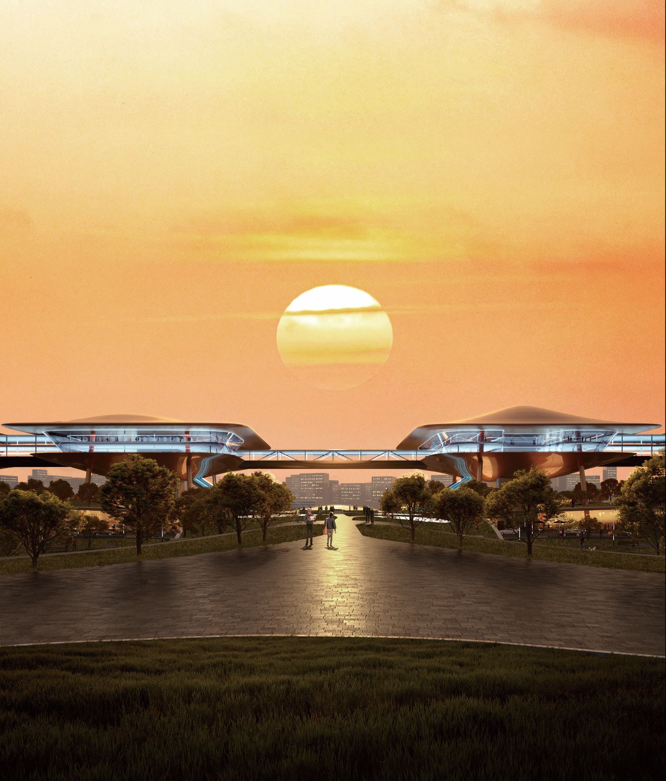 FUTURE TRANSPORTATIONC: HONGQING CUNTAN CRUISE TERMINAL 未来转运站 - 架空科幻的行走城市