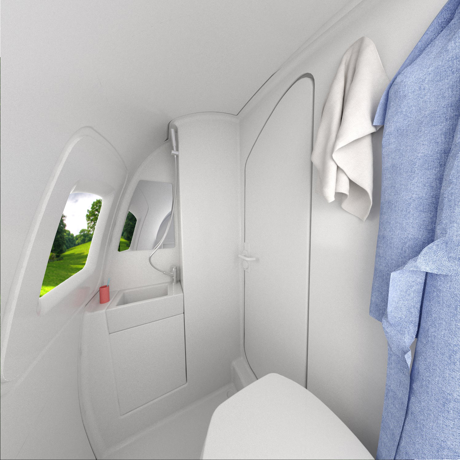 Ecocapsule 小而美的卫浴空间。