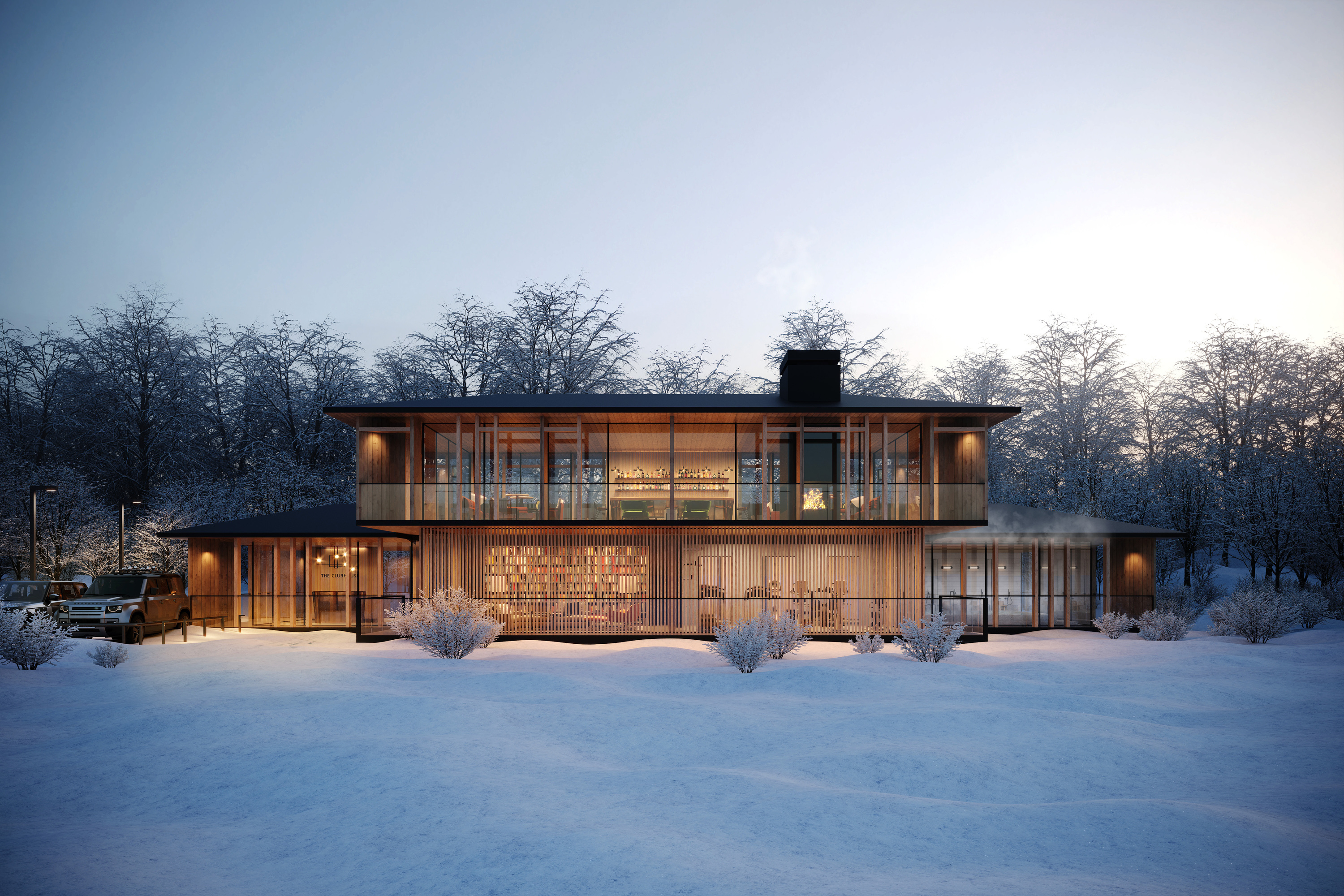 由 Keiji Ashizawa 所設計的 Odin Hills Clubhouse， 提供有餐廳、酒吧、健身房、溫泉、泳池、三溫暖等頂級康養服務。