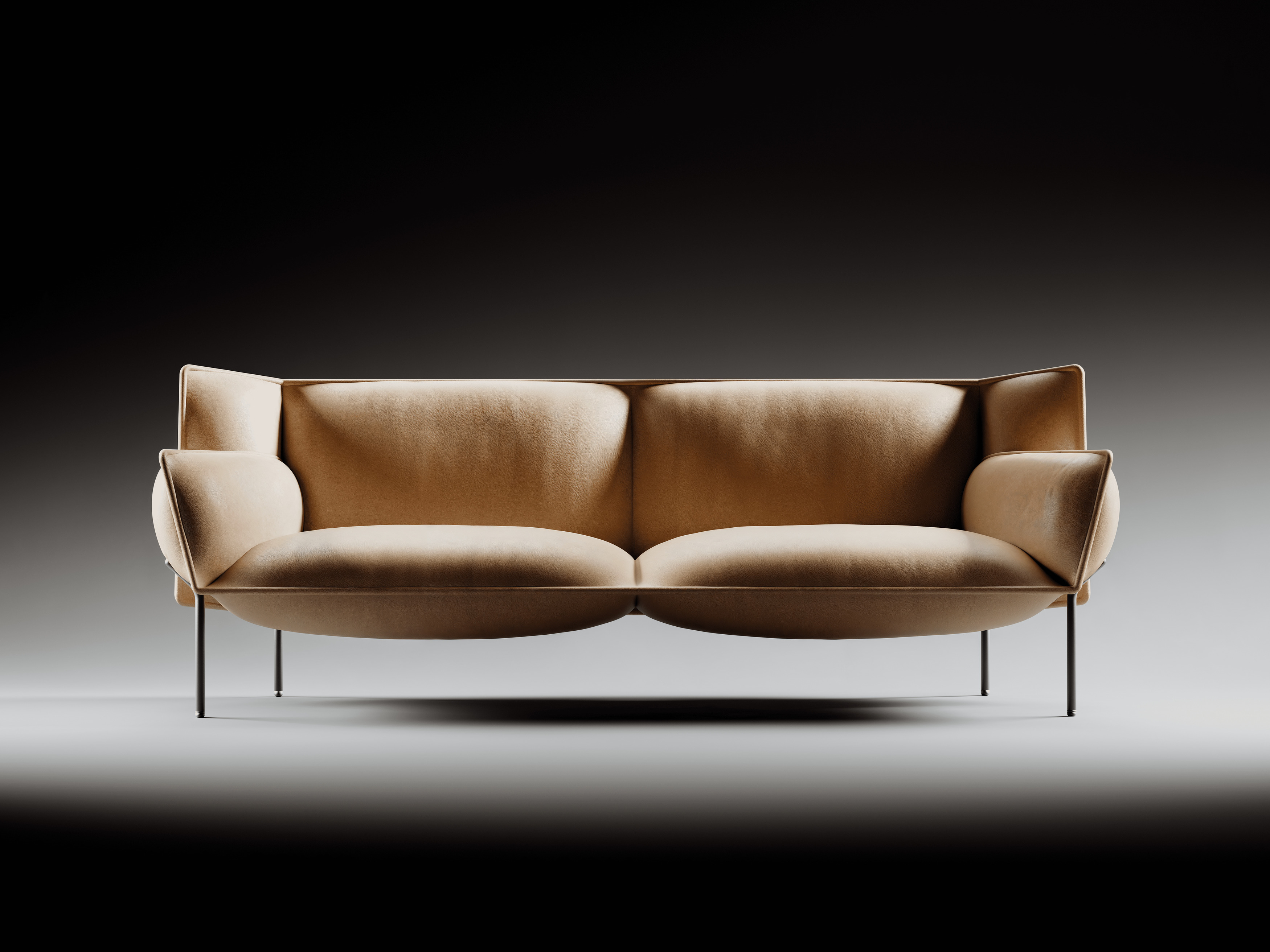 為 Molinari ©Kilian Vos 設計的沙發 DAKOTA，以各種顏色的鞣製皮革製成，展現義大利式的精緻簡約風格。