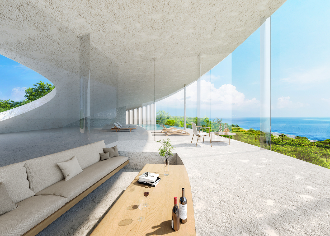 大面積的玻璃窗牆和開放式空間設計，讓遊客能在此盡享沉浸於石垣島海天美景的愜意時光。