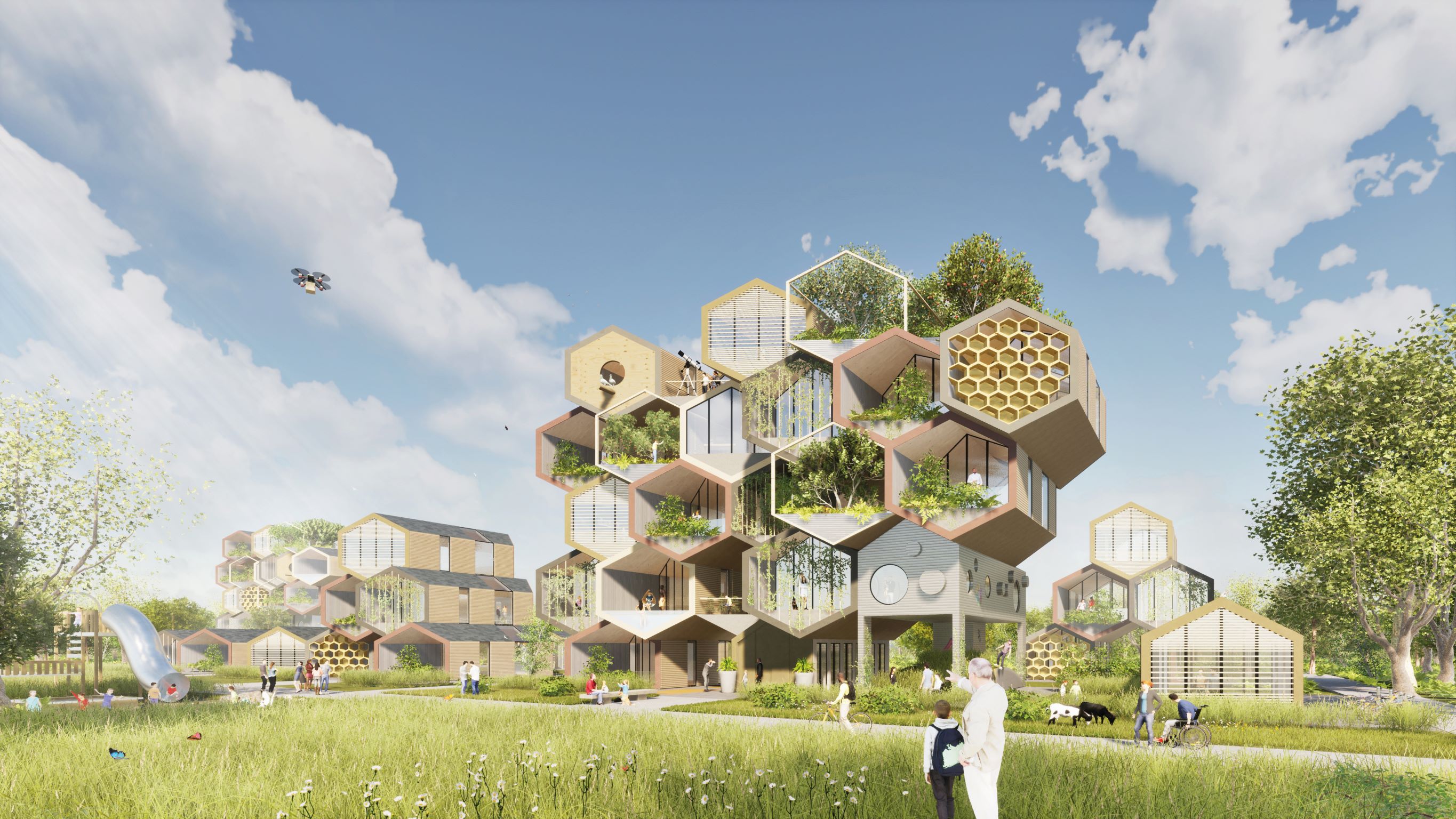 ECO-FRIENDLY FUTURE: HIVE PROJECT 未来系环保建筑 - 蜂巢式未来住宅